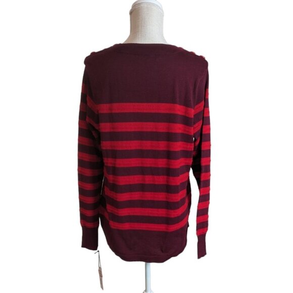Liz Claiborne Red Striped Sweater - Picture 4 of 4